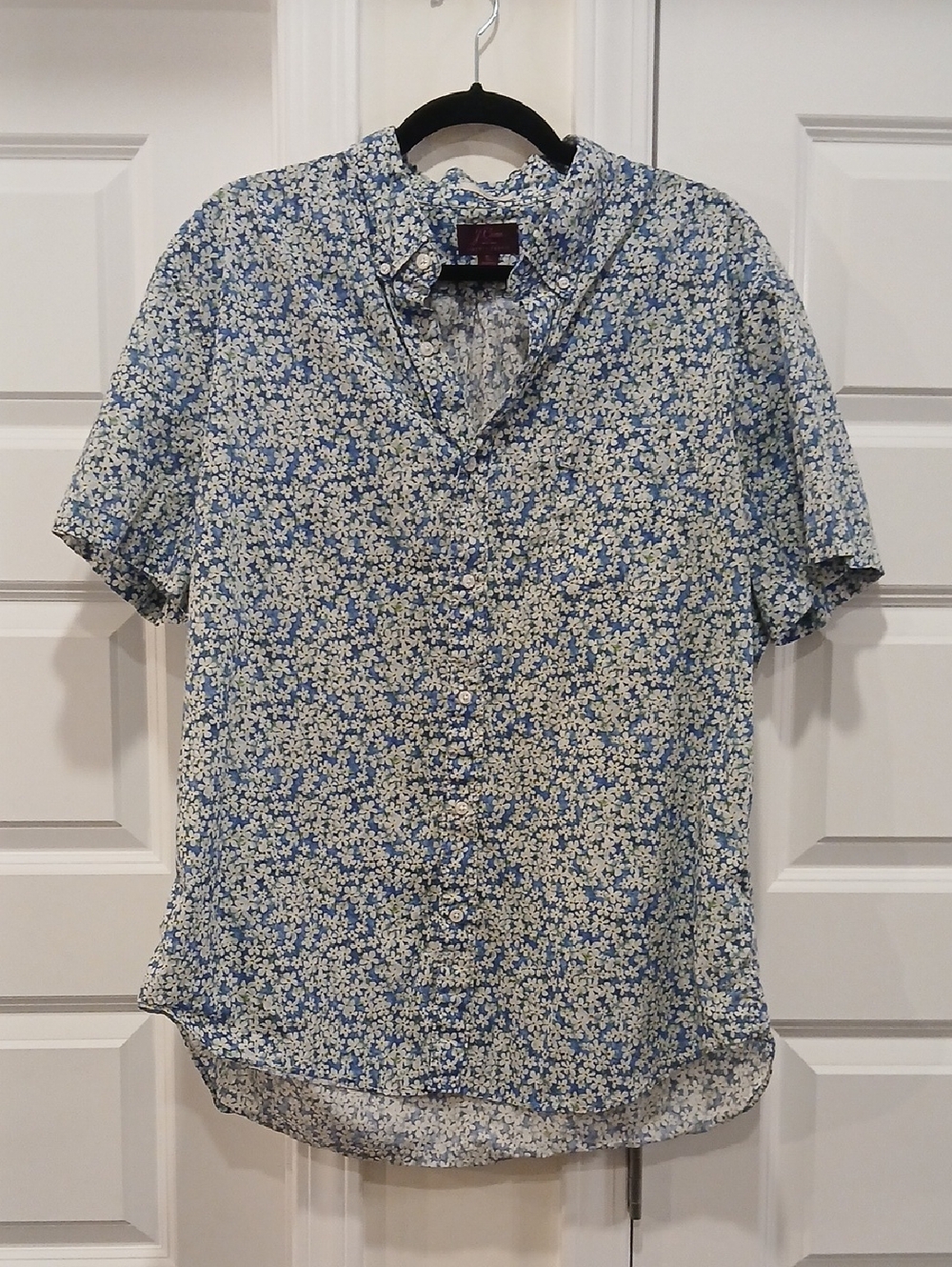 Mens J. Crew Liberty Fabric Blue White Floral Button Down Shirt Size XL